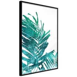 Plakat w ramie - Turkusowa palma na białym tle