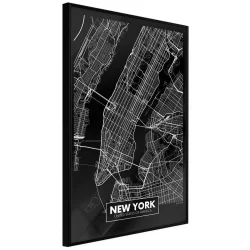 Plakat w ramie - Plan miasta: Nowy Jork (ciemny)