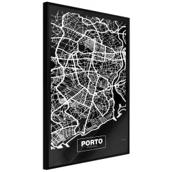 Plakat w ramie - Plan miasta: Porto (ciemny)