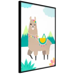 Plakat w ramie - Rozbrykana lama