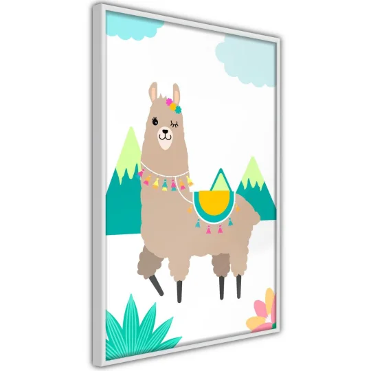 Plakat w ramie - Rozbrykana lama