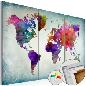 Obraz na korku - Świat w kolorach [Mapa korkowa]