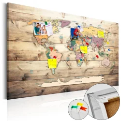 Obraz na korku - Mapa świata: drewniane oceany [Mapa korkowa]