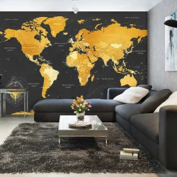Fototapeta samoprzylepna - Mapa: Złoty świat