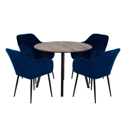 Stół NELSON fi 100 + 4 krzesła MUNO niebieski