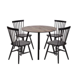 Stół NELSON fi 100 + 4 krzesła RAINO czarny