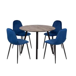Stół NELSON fi 100 + 4 krzesła OLAF niebieski