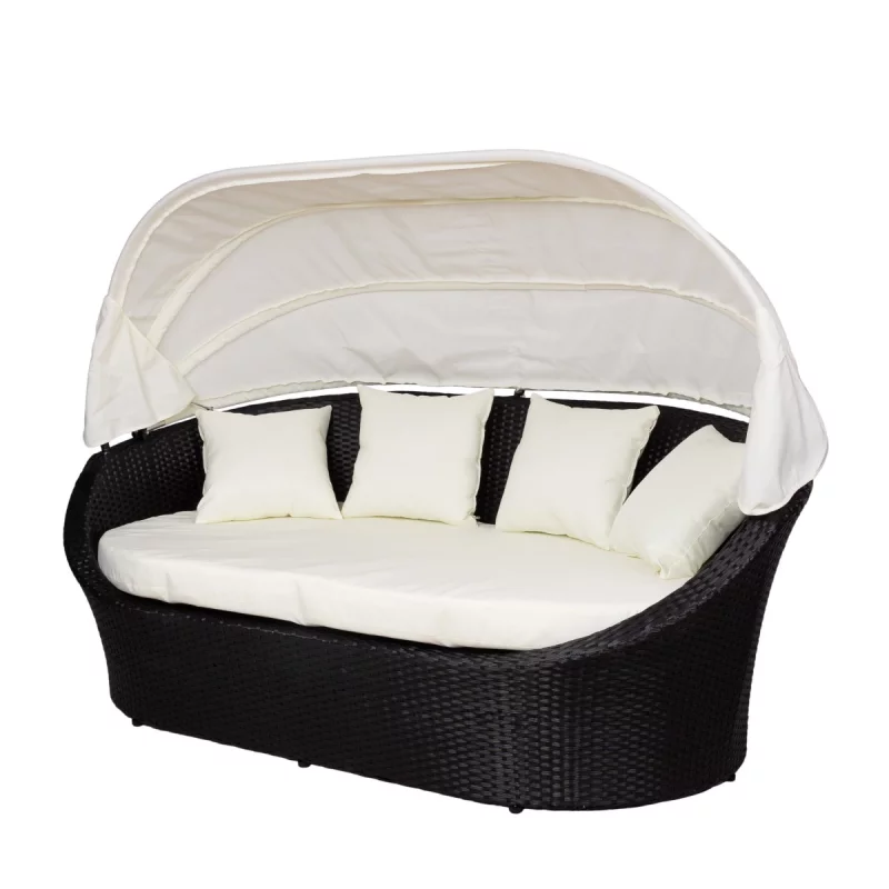 Łóżko ogrodowe / sofa technorattanowa VANESSA (Kolor: Czarny)